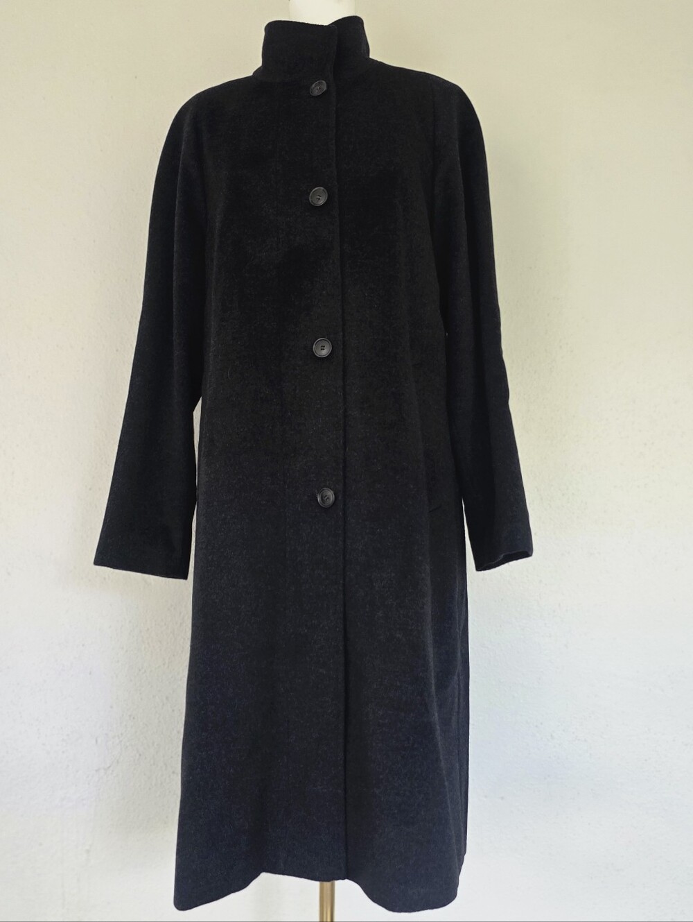 Wool Cashmere Funnel Neck Swing Coat Charcoal Schneiders Salzburg Austria
